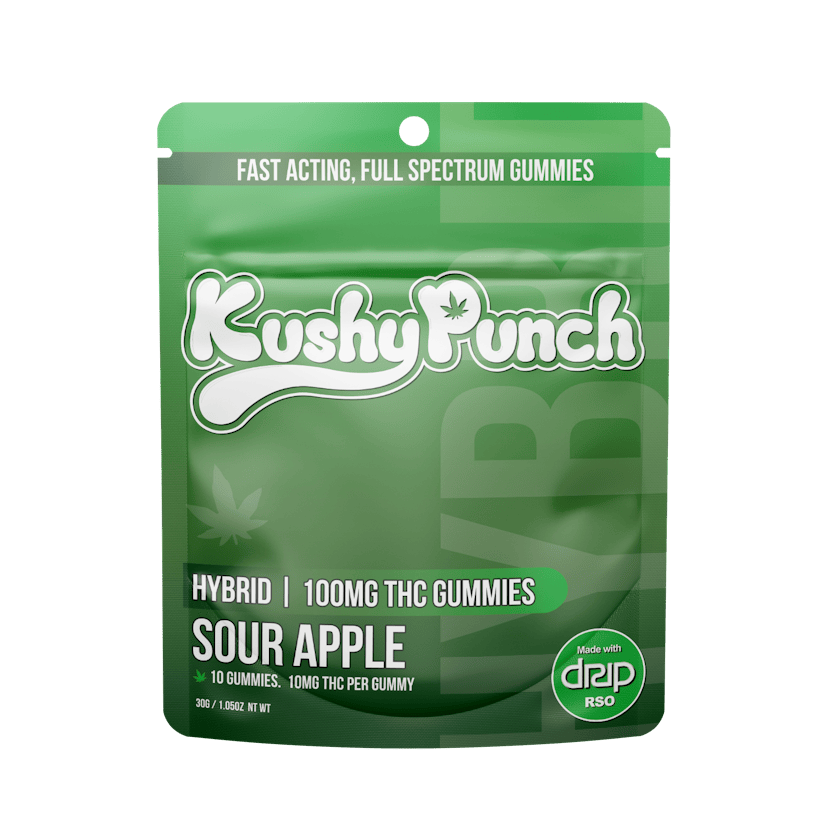 Kushy Punch Full Spectrum Sour Apple Gummies 100mg Hybrid