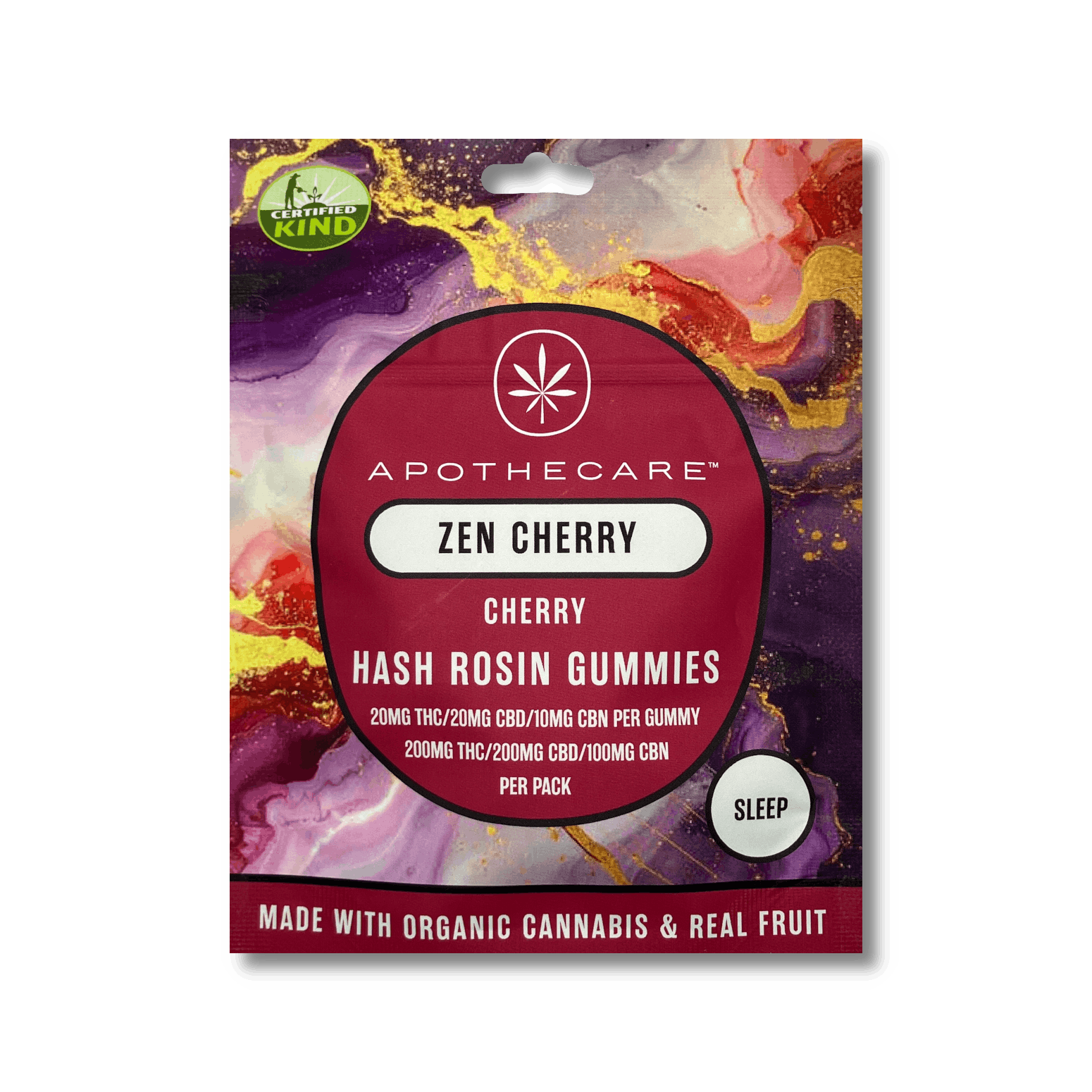 Product: Apothecare | Hash Rosin Gummies - 200mg, 2:2:1, THC:CBD:CBN - Zen Cherry