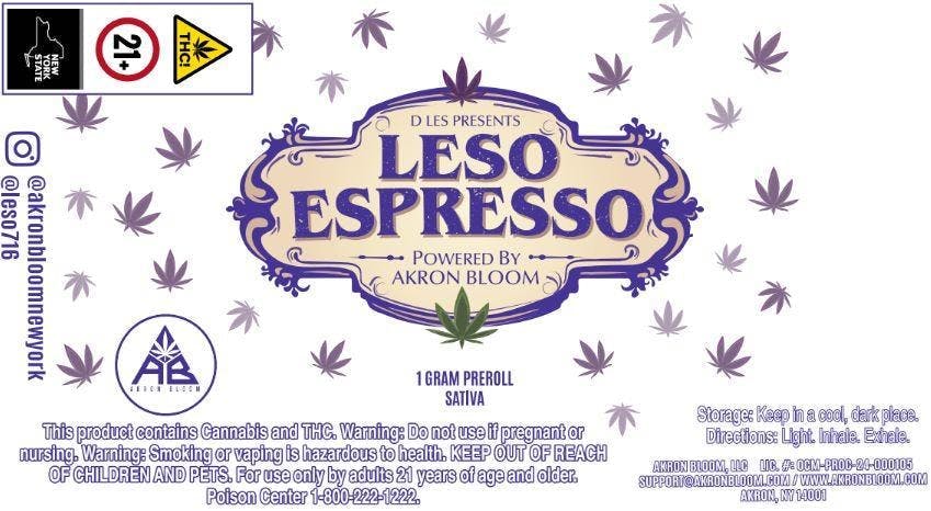 Akron Bloom | Preroll | Sativa | Leso Espresso