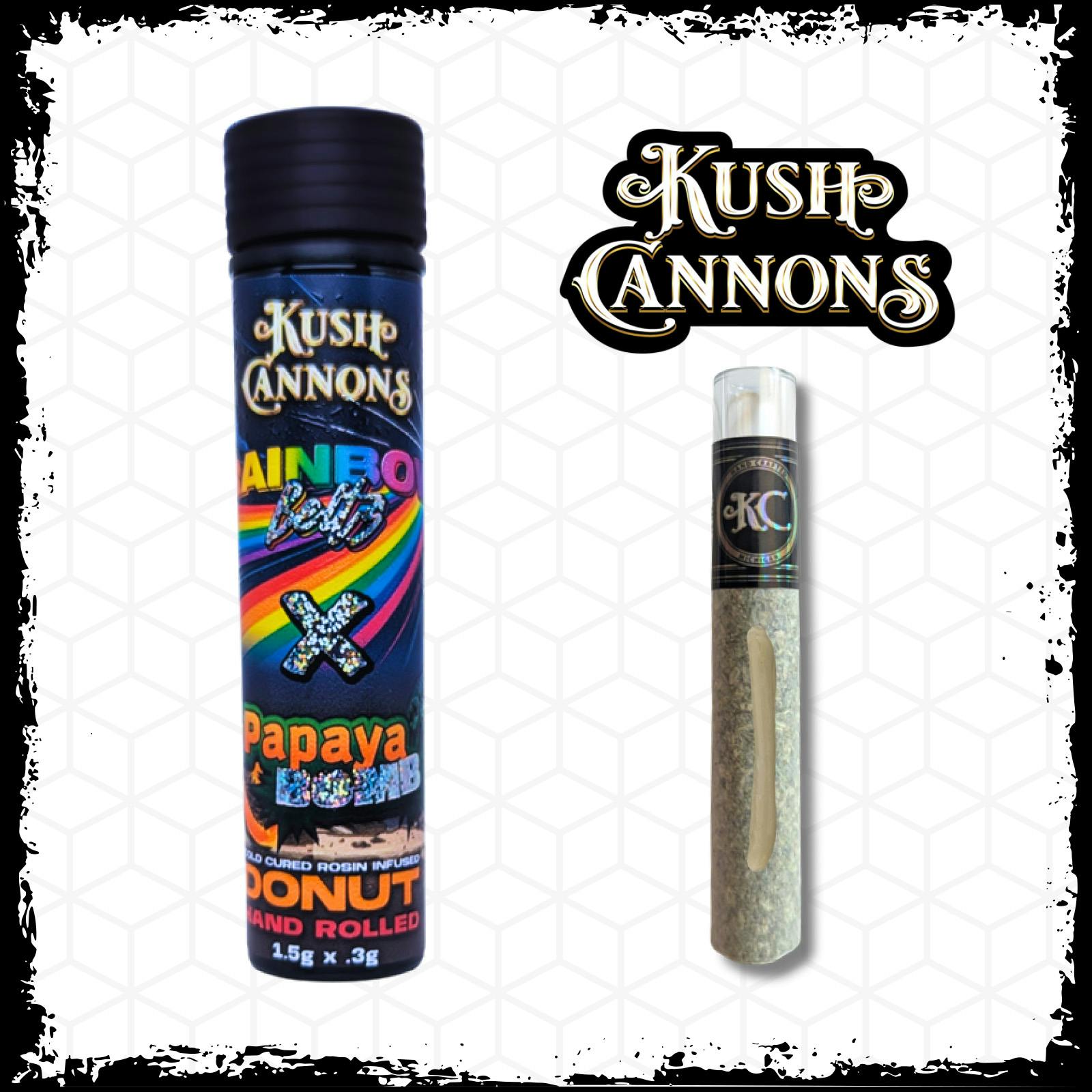 Kush Cannons - 1.8g Rosin Infused Donut - Rainbow Belts x Papaya Bomb