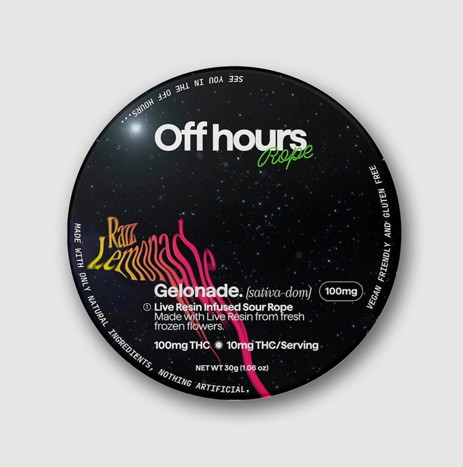Off Hours | Gelonade x Sour Raspberry Lemonade | Live Resin Rope | 100mg