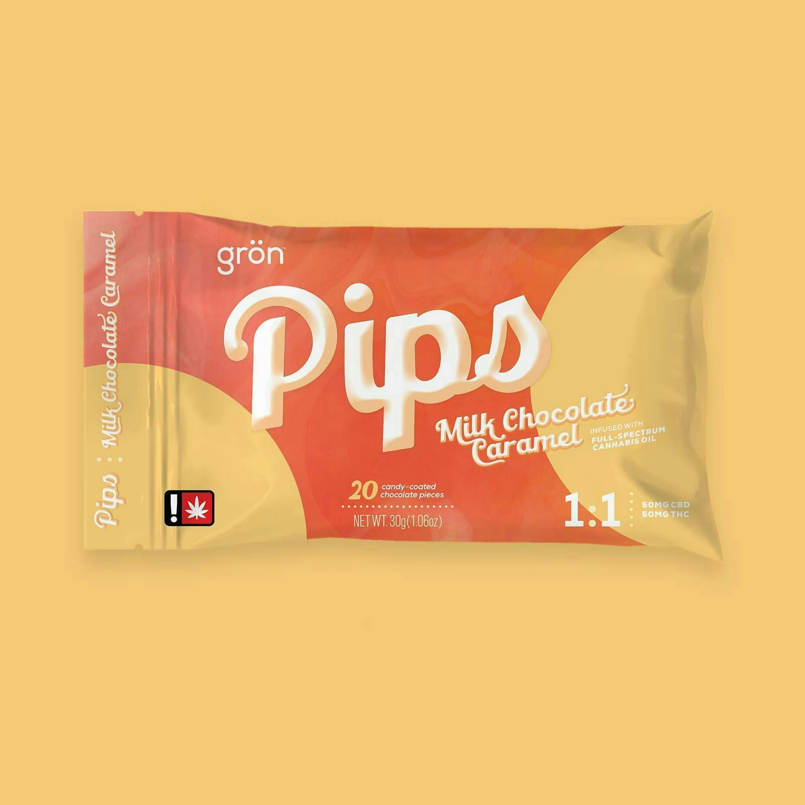 Product Pips - Chocolate Caramel Daytime - 20pk - 100mg THC - 300mg CBC