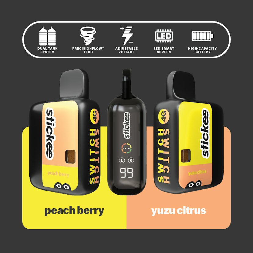 Stickee 4G Switch | Peach Berry + Yuzu Citrus | Live Resin x Diamonds