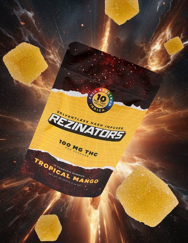image of Tropical Mango | Solventless Hash Gummies | 100mg | 10pk