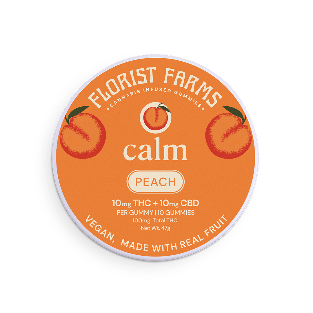 Florist Farms Gummies Calm | 10pk (10mg) | Peach (THC:CBD)