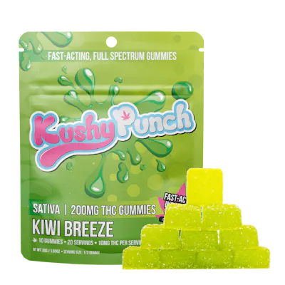 Kushy Punch Sativa Kiwi Breeze Individual Gummies 200mg Rec