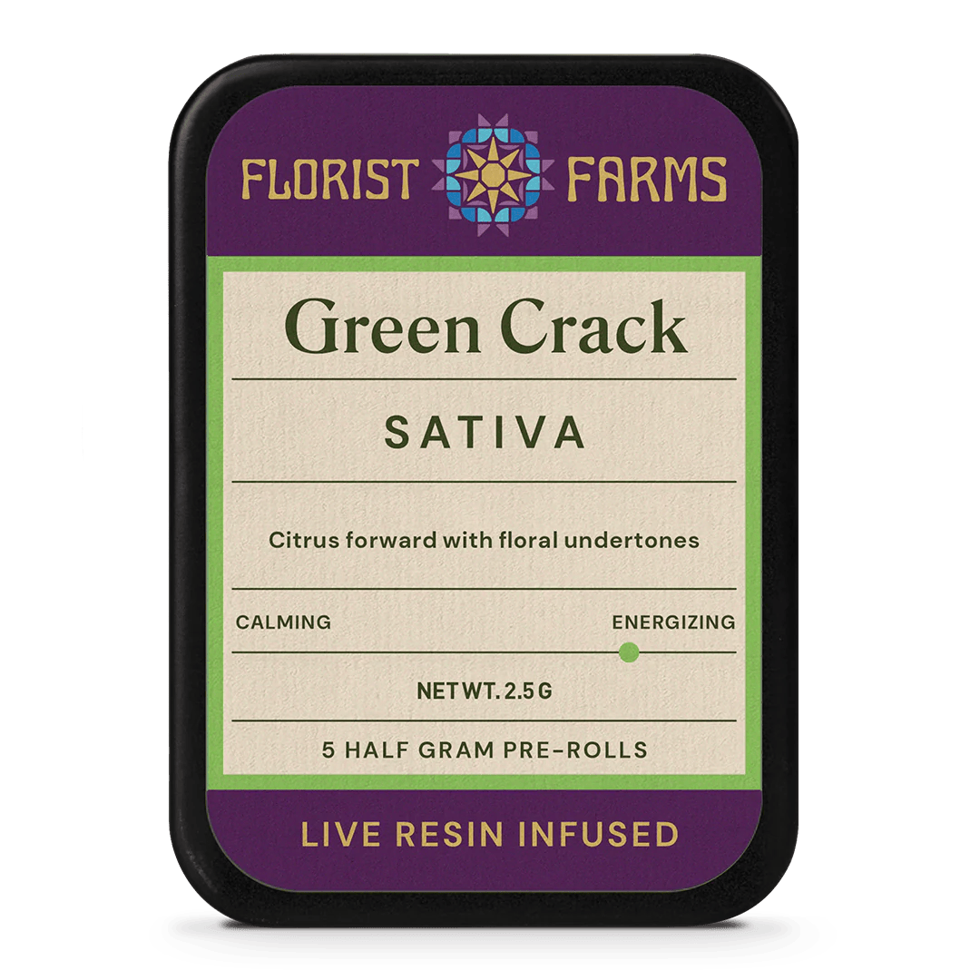 Product Florist Farms - Green Crack - 2.5g - 5pk - Infused Prerolls
