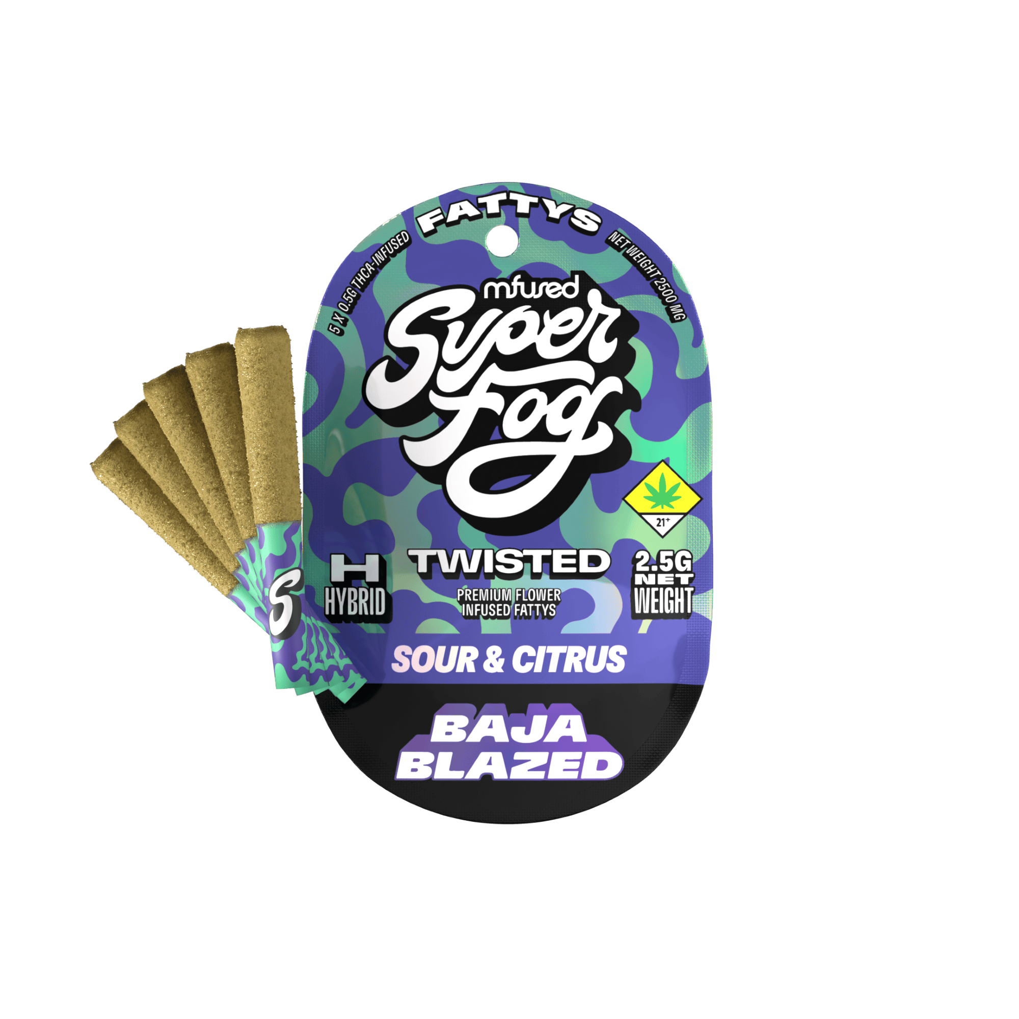 Mfused SuperFog Twisted 2.5g Infused Pre-Roll 5pk - Baja Blazed