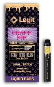 Product: Legit Labs | Cured Resin Disposable - 1g - Grape Pie
