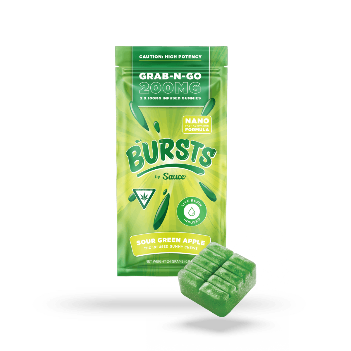 Sauce - 200mg Live Resin Gummies - Sour Green Apple