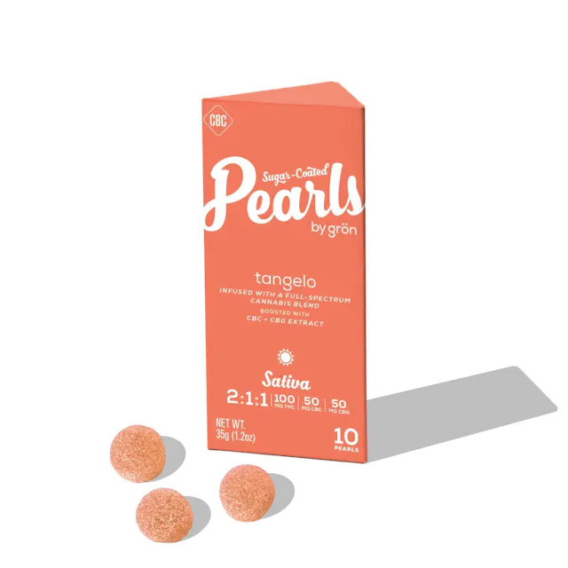 Grön Pearls Tangelo 2 THC : 1 CBC : 1 CBG 10pk/100mg (sativa, gummies, 2.8g)
