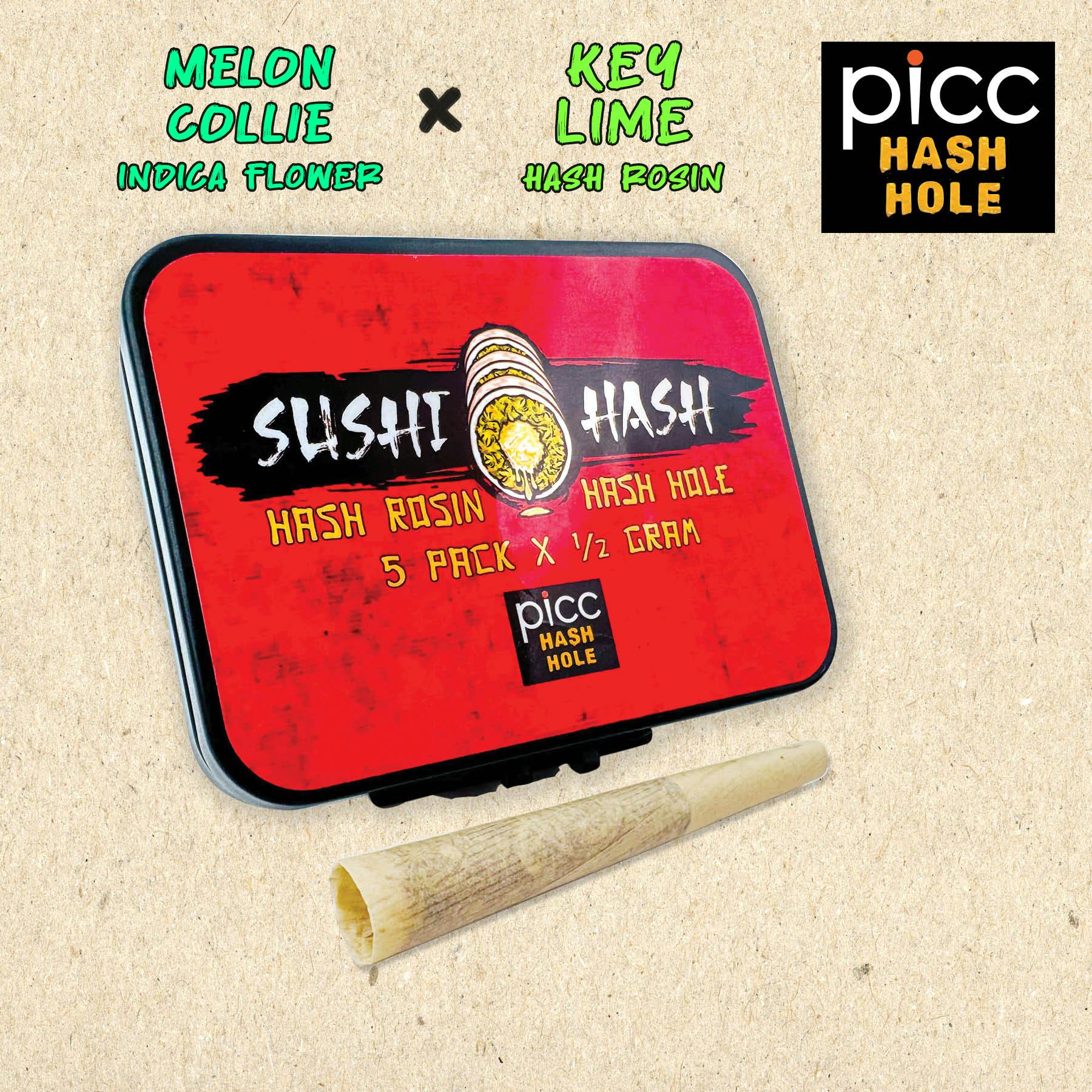 SUSHI HASH | HASH HOLE | .5G 5-PACK (2.5G) | Melon Collie x Key Lime Rosin (I)