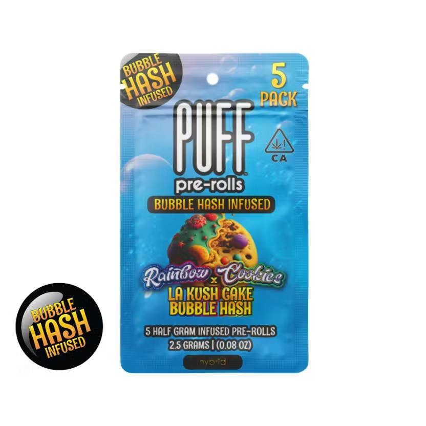 PUFF Pre-Rolls Rainbow Cookies x LA Kush Cake Bubble Hash Infused