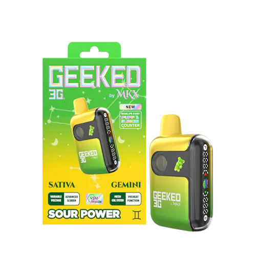 Geeked By MKX – 3g Disposable – Sour Power – Sativa-active