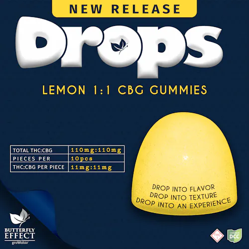 Butterfly Effect | 1:1 CBG Lemon Gummie Drops | 110mg-active