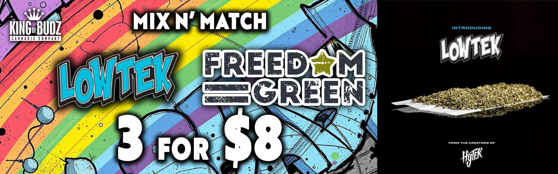 Lowtek/Freedom Green 1g Prerolls 3/$8