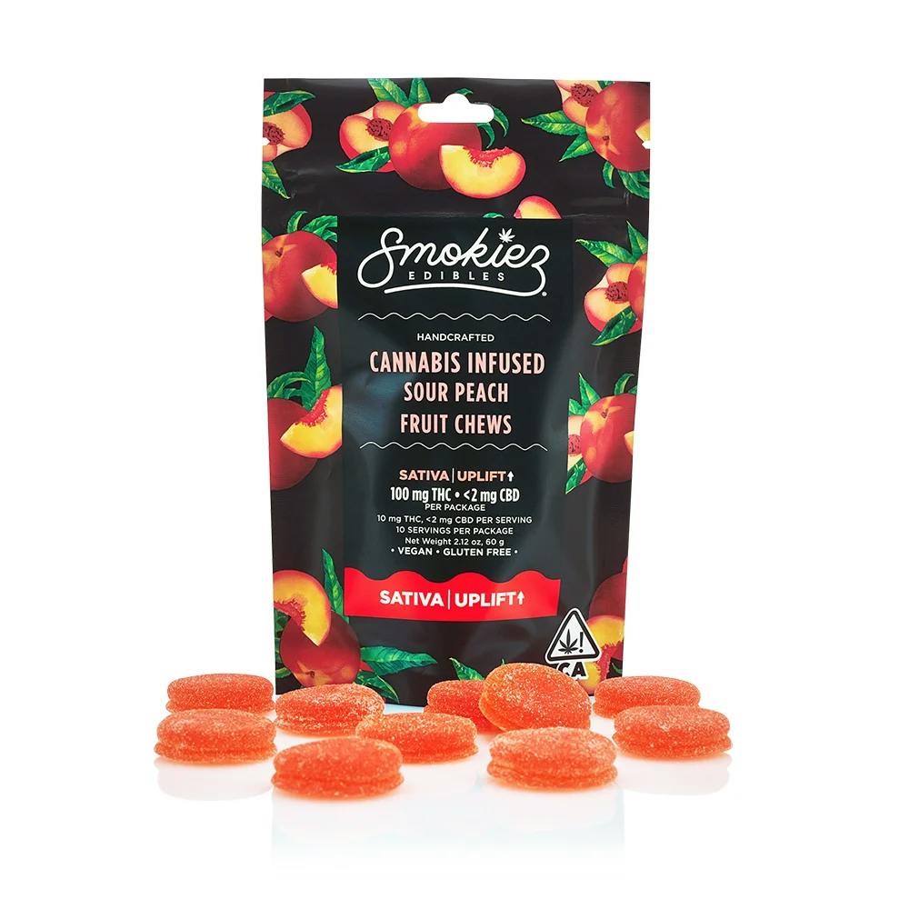 Photo of Smokiez – Sour Peach Sativa Fruit Chews – 100mg
