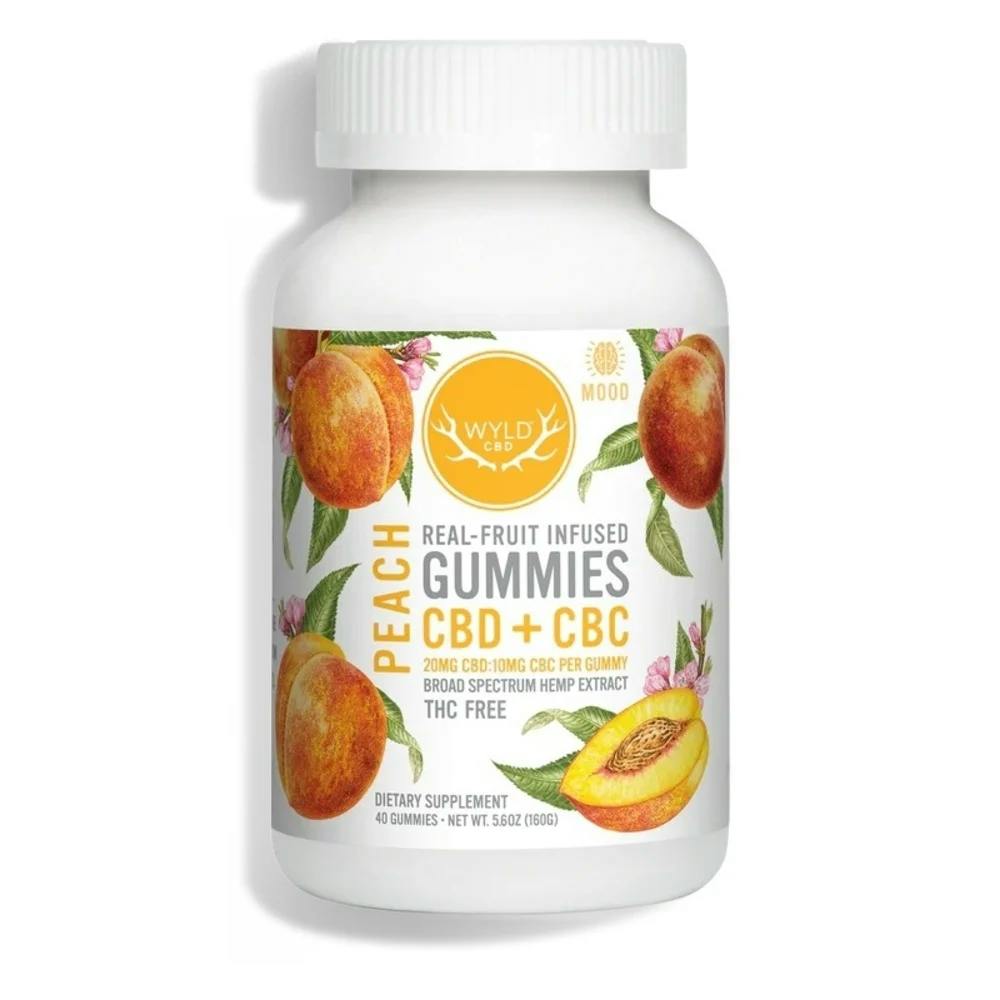 Wyld CBD - Peach Fruit Infused Gummies 800mg CBD: 400mg CBC - 1000mg 40pk-0