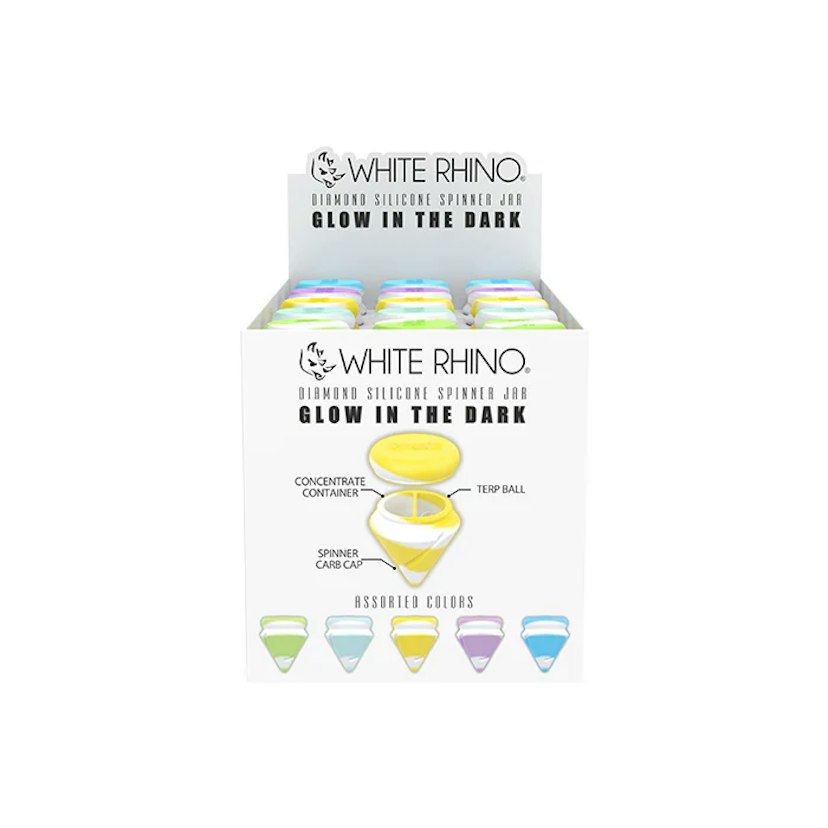 White Rhino Diamond Silicone Spinner Jar Glow in the Dark
