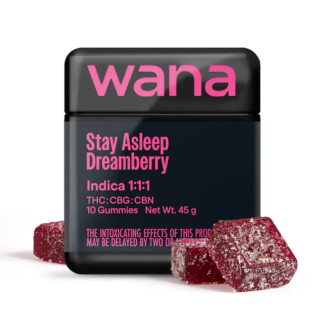 Wana Gummies Stay Asleep Dreamberry 1 THC : 1 CBG : 1 CBN 10pk/100mg (indica, 2.8g)