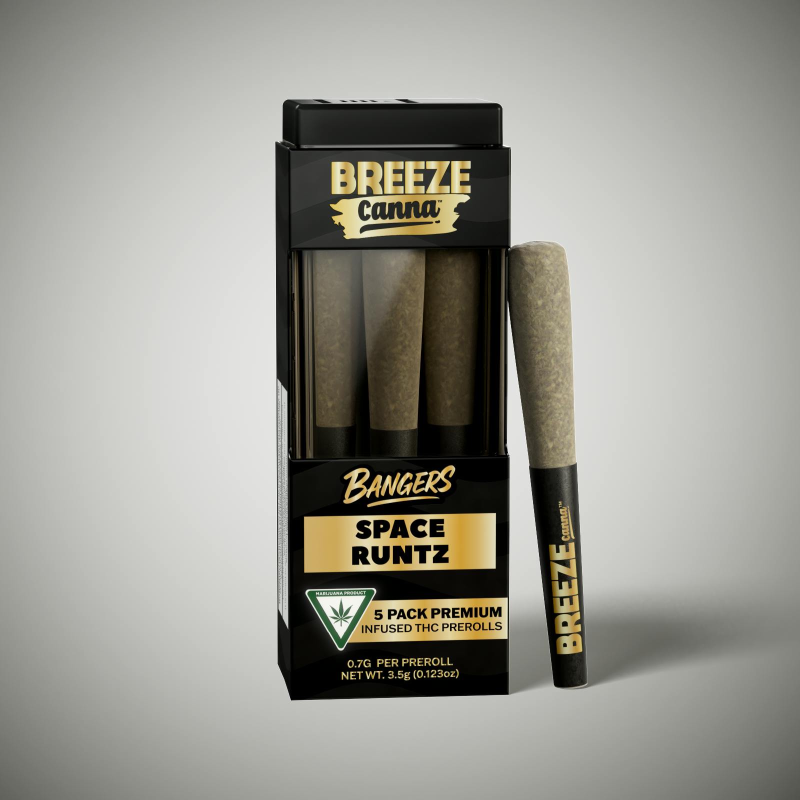 Breeze - 5-Pack .7g Live Resin Infused Prerolls - Space Runtz (H)
