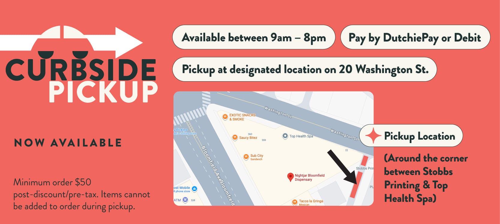 Curbside Pickup at Bloomfield NJ Cannabis Dispensary for Flower, Pre-Rolls, Vapes, Edibles, Gummies, Concentrates
