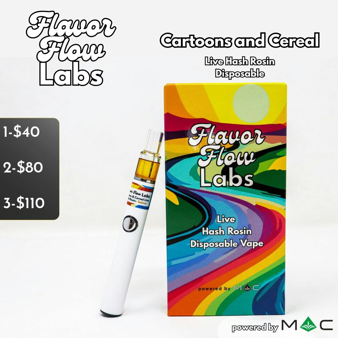 elf bar vape uk Cartoons & Cereal Live Hash Rosin Disposable Vape | 0.5g | 85.88% TAC 5.64%  Terpenes