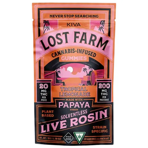 Lost Farm Tropical Lemonade Live Rosin Gummies 200mg THC at The