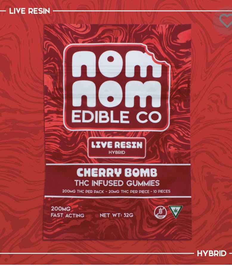 Product: NomNom Edible Co | Live Resin Gummies - 200mg - Cherry Bomb