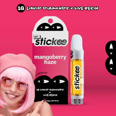 STICKEE | Mangoberry Haze | 1G | Liquid Diamonds + Live Resin 510 Disposable Cart - CARTRIDGES by Stickee at King of Budz