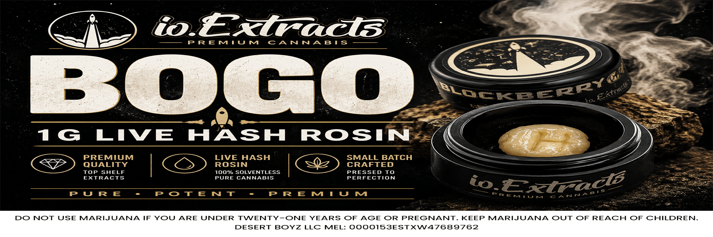 BOGO | 1g Live Hash Rosin | IO Extracts