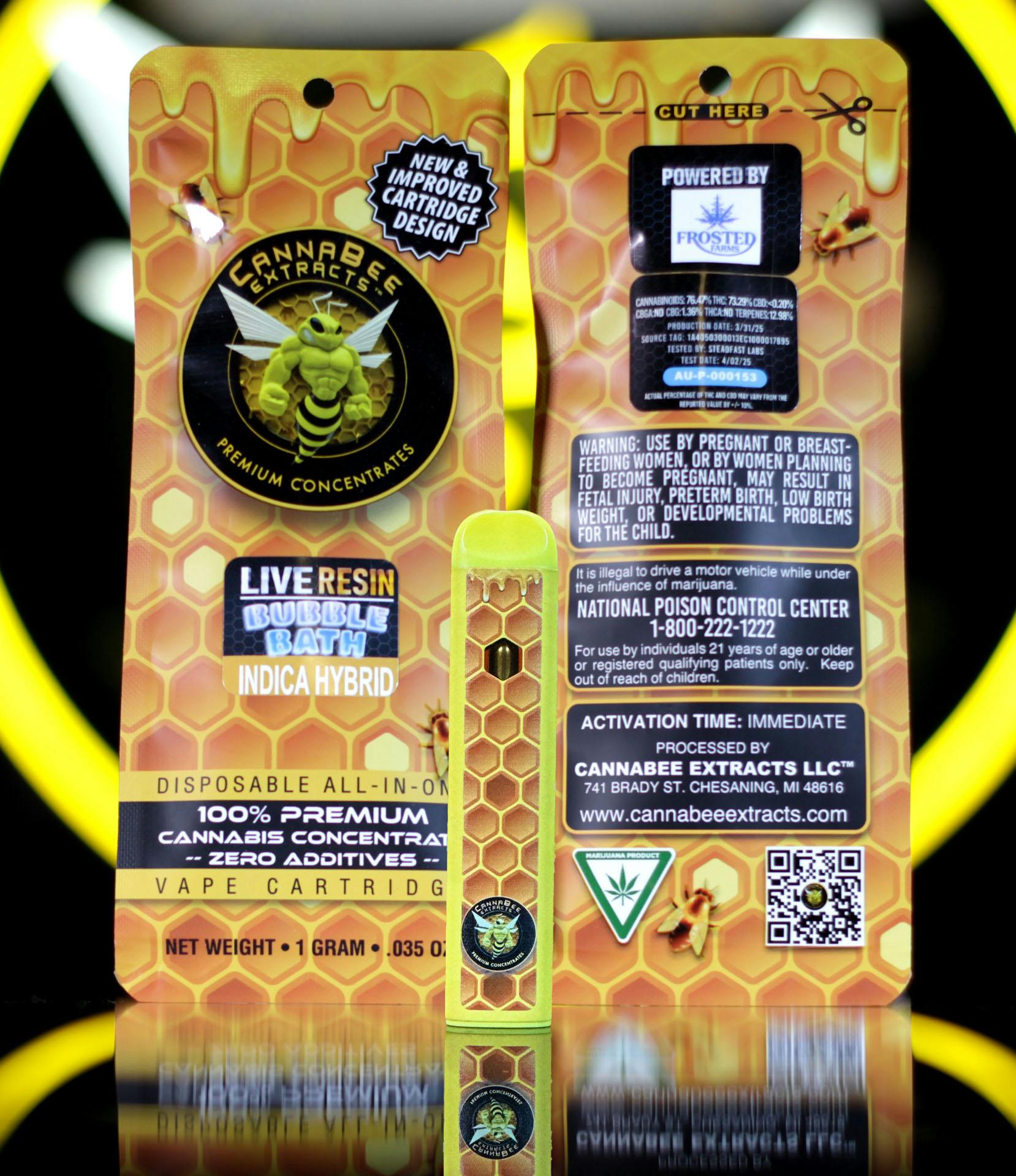 Product: Canna Bee | Bubble Bath | Live Resin Disposable Indica