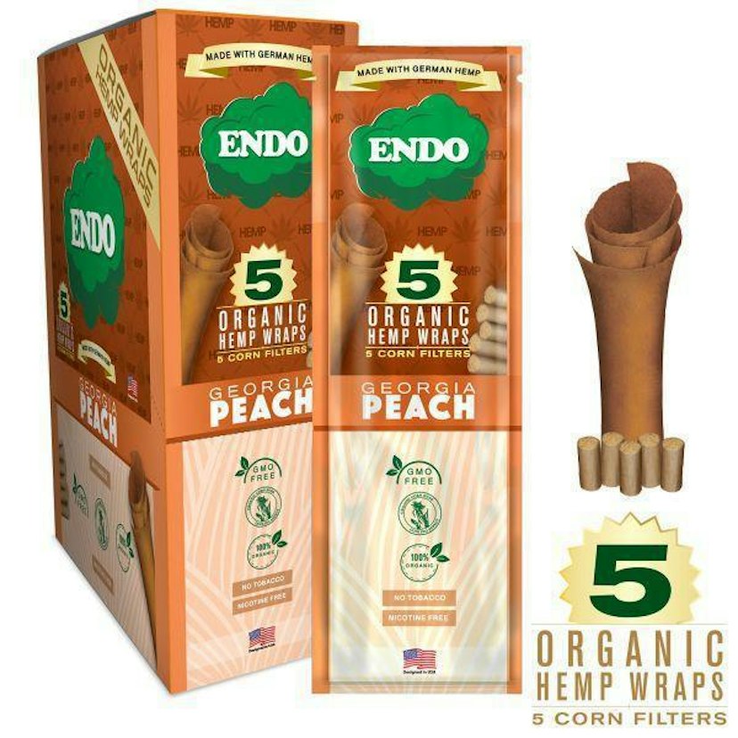 Endo Organic Hemp Wraps With Corn Filters 5pk (GEORGIA PEACH)