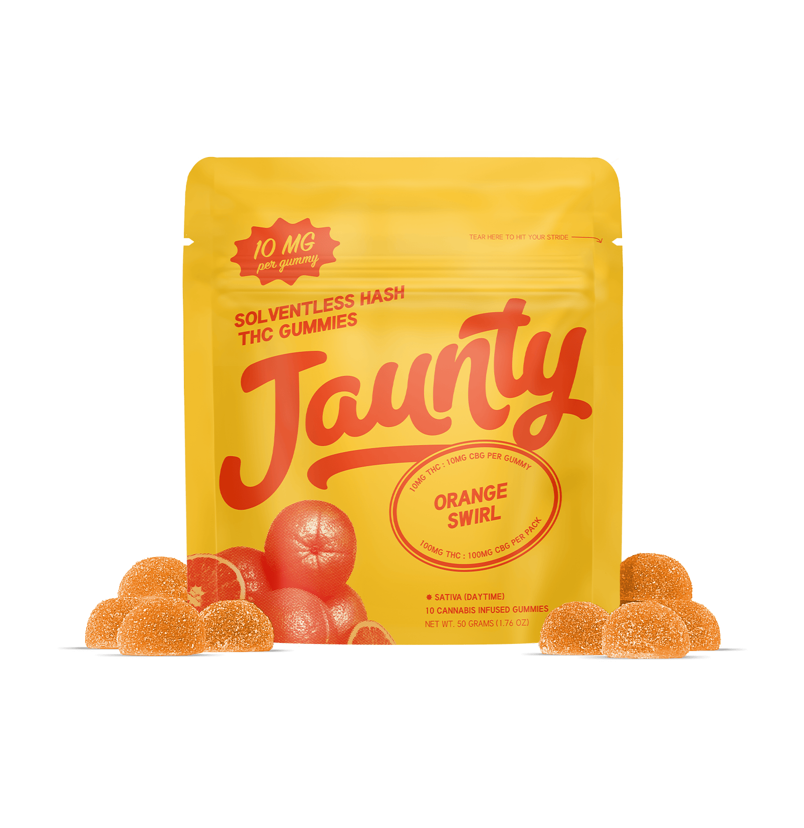 Jaunty | Orange Swirl Hash Infused Gummies | 100mg | 10PK