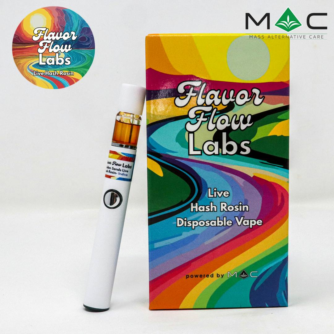 Golden Sands Live Hash Rosin Disposable Vape | 0.5g | 76.36% TAC 5.65%  Terpenes | Mass Alternative Care (Amherst)