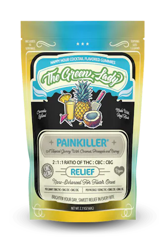 THE GREEN LADY | PAINKILLER 2:1:1 THC+CBC+CBG | GUMMIES | 100MG-active