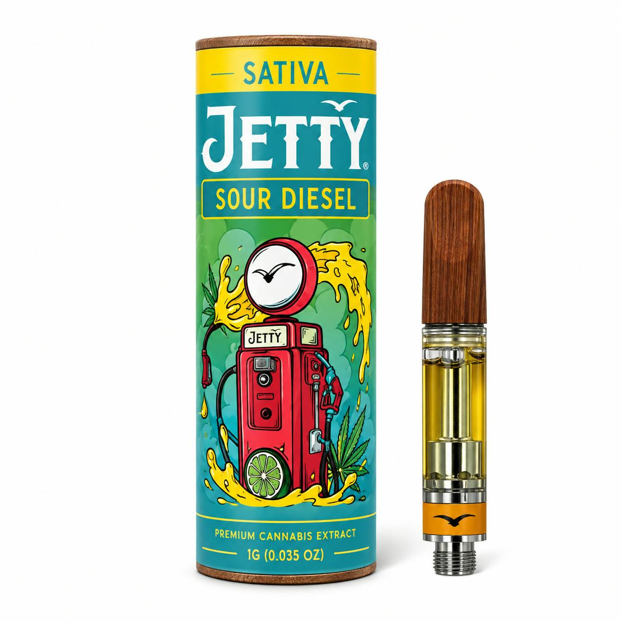 Jetty Extracts Vape Cartridge High THC Sour Diesel - Sativa