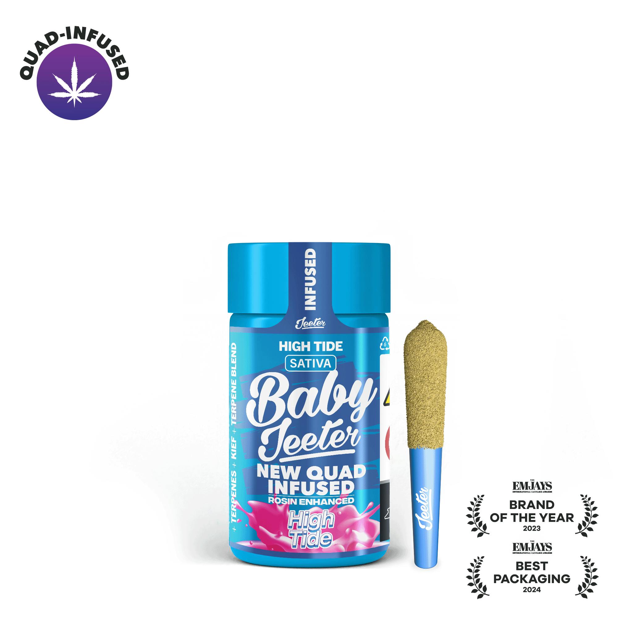 Jeeter High Tide Infused W/ Liquid Diamonds, Rosin, Dusted In Kief Baby Preroll 5pk - Sativa
