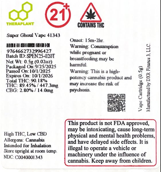 Super Ghoul Vape Cart T447 (41343) | Still River Wellness