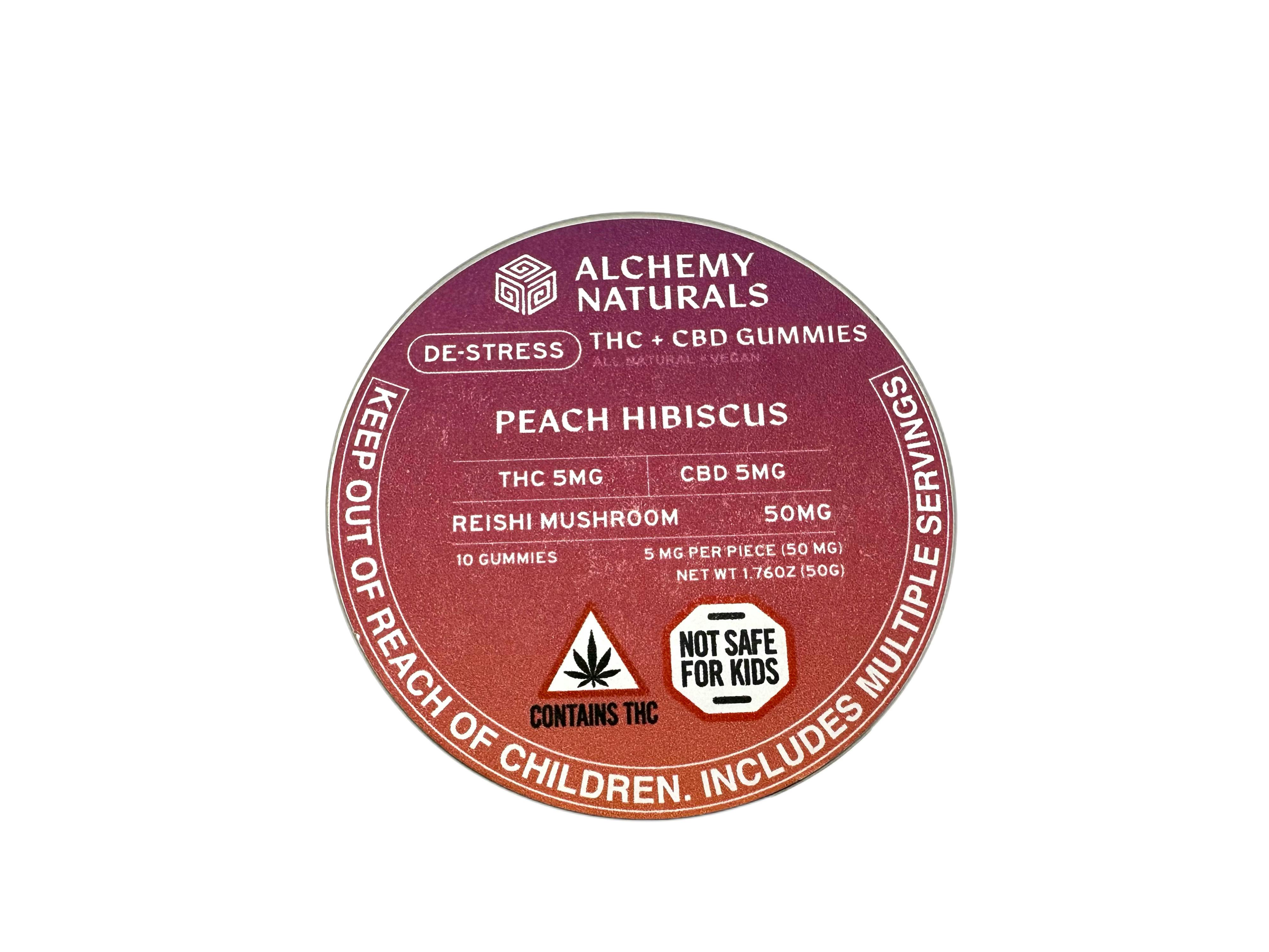 image of Peach Hibiscus | 100mg De-Stress THC+CBD Gummies