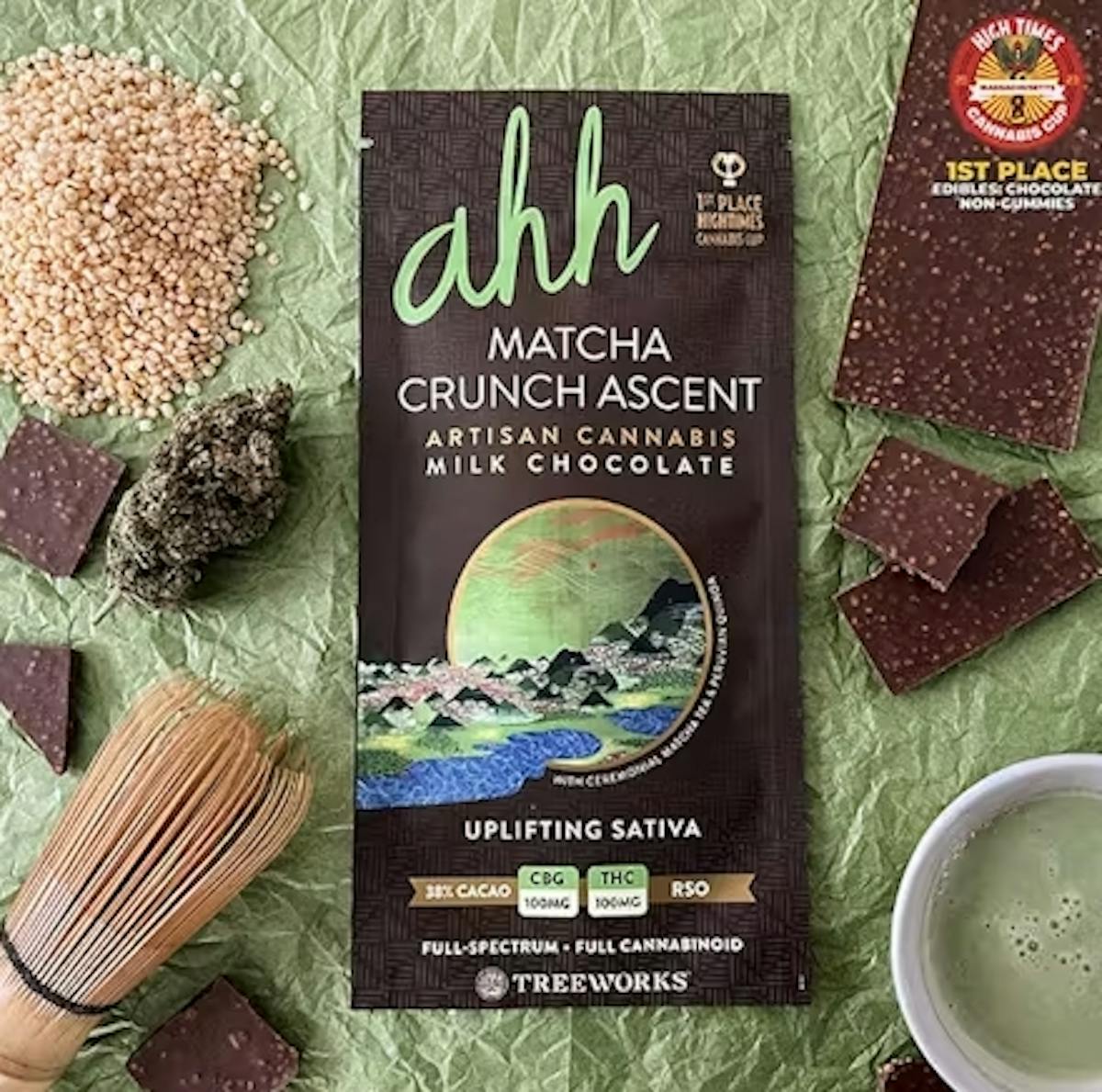 Photo of Matcha Crunch Ascent Sativa 100mg Chocolate Bar Ahh