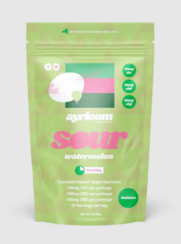 Ayrloom Sour Watermelon 1:1:1 | 10MG THC : 10MG CBD : 10MG CBG 10 Pack-1