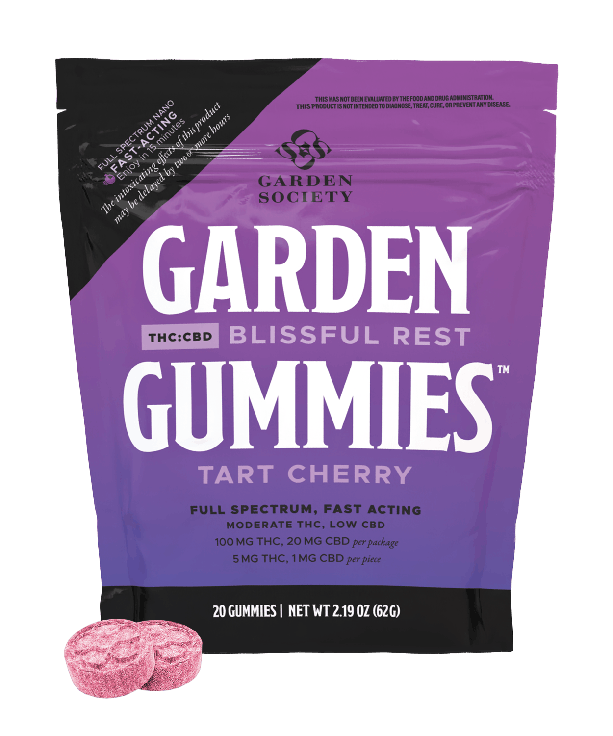 Garden Gummies Tart Cherry 5:1 THC:CBD 20pk
