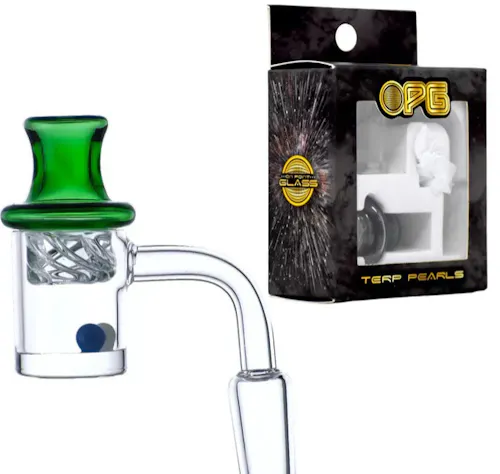 OPG – 25mm Flat Bottom Banger Set + Carb Cap + 2 Terp Pearls – 14mm 90-1