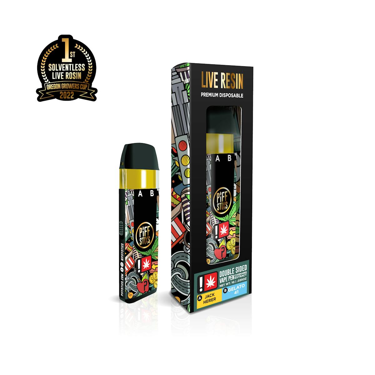Photo of Piff Stixs .5g TROPICANA COOKIES/HEADBAND Live Resin Premium Disposable Double Sided Vape Pen