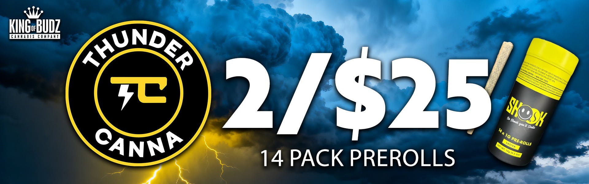 Thunder Canna - 14-Pack 1g Prerolls - 2/$25