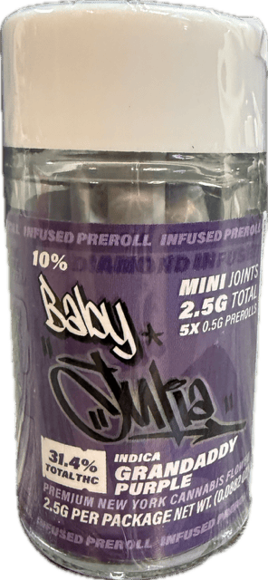 Julia | Infused Preroll | Diamond Infused | Granddaddy Purple | .5g | 5 Pack | 2.5g | Indica | THC 31% Julia
