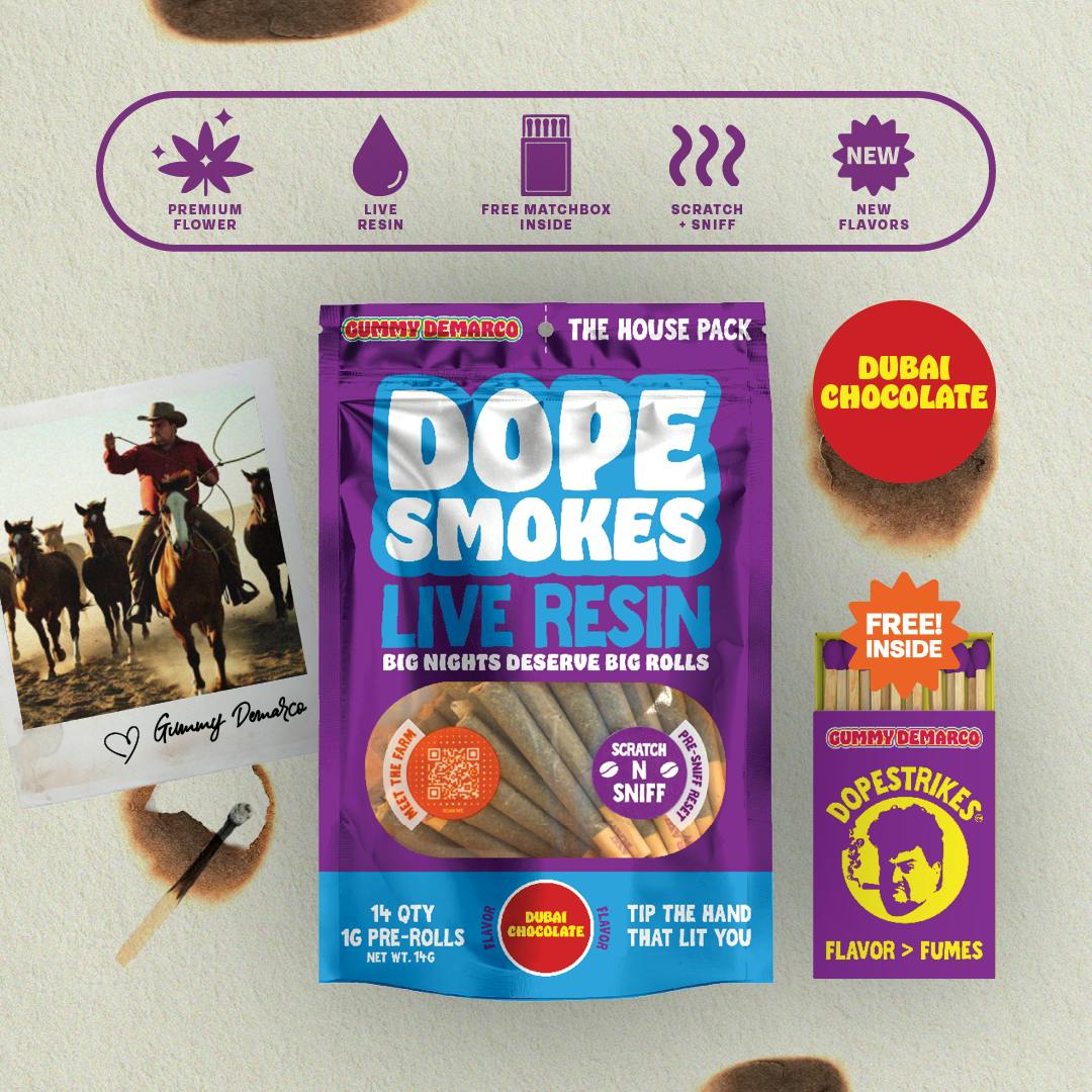 DOPE SMOKES DOPE SMOKES | DUBAI CHOCOLATE | INFUSED PRE ROLL | 14 x 1G INDICA — PRE_ROLLS