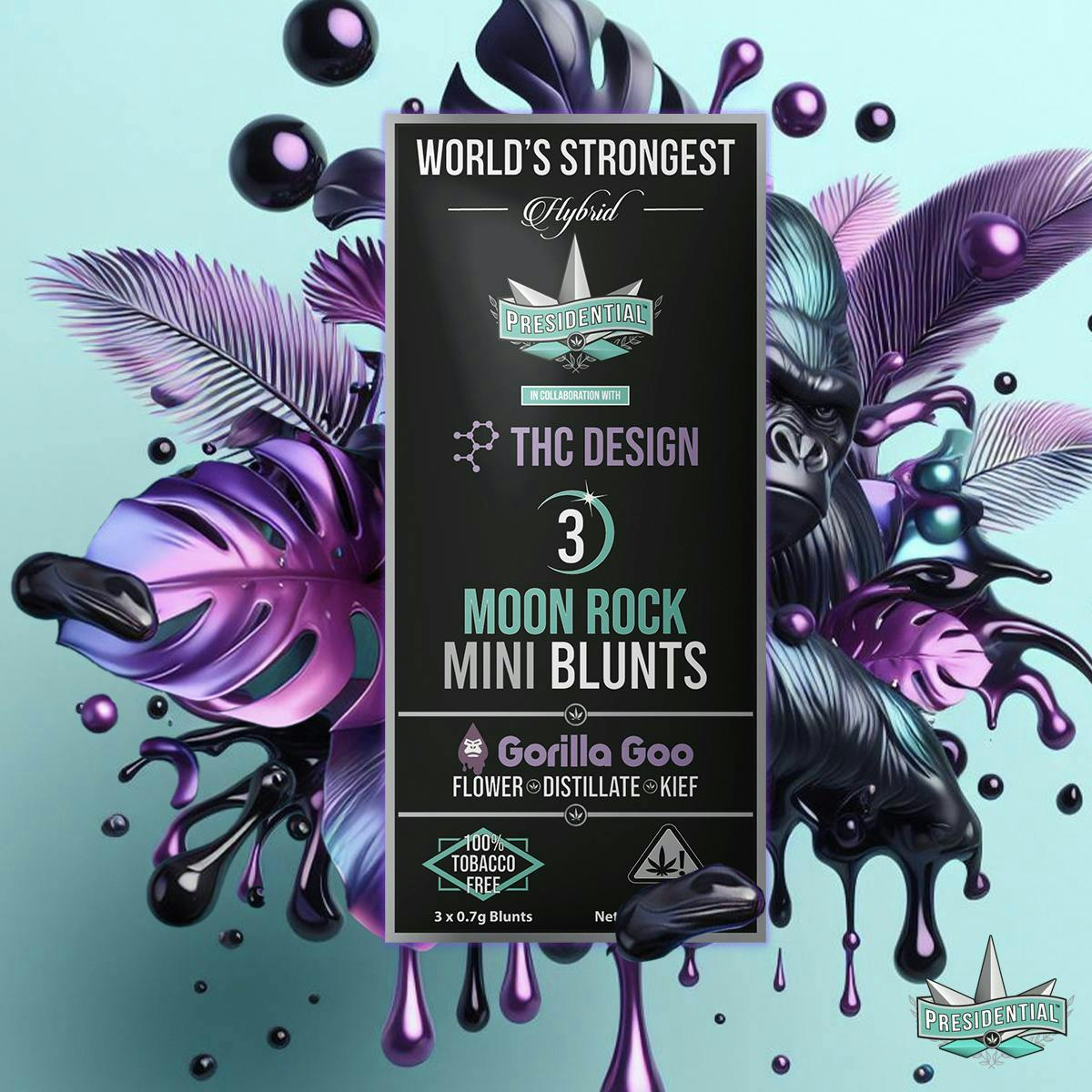 Presidential PRESIDENTIAL | MOON ROCK MINI BLUNT - GORILLA GOO | 3PK x HYBRID — PRE_ROLLS