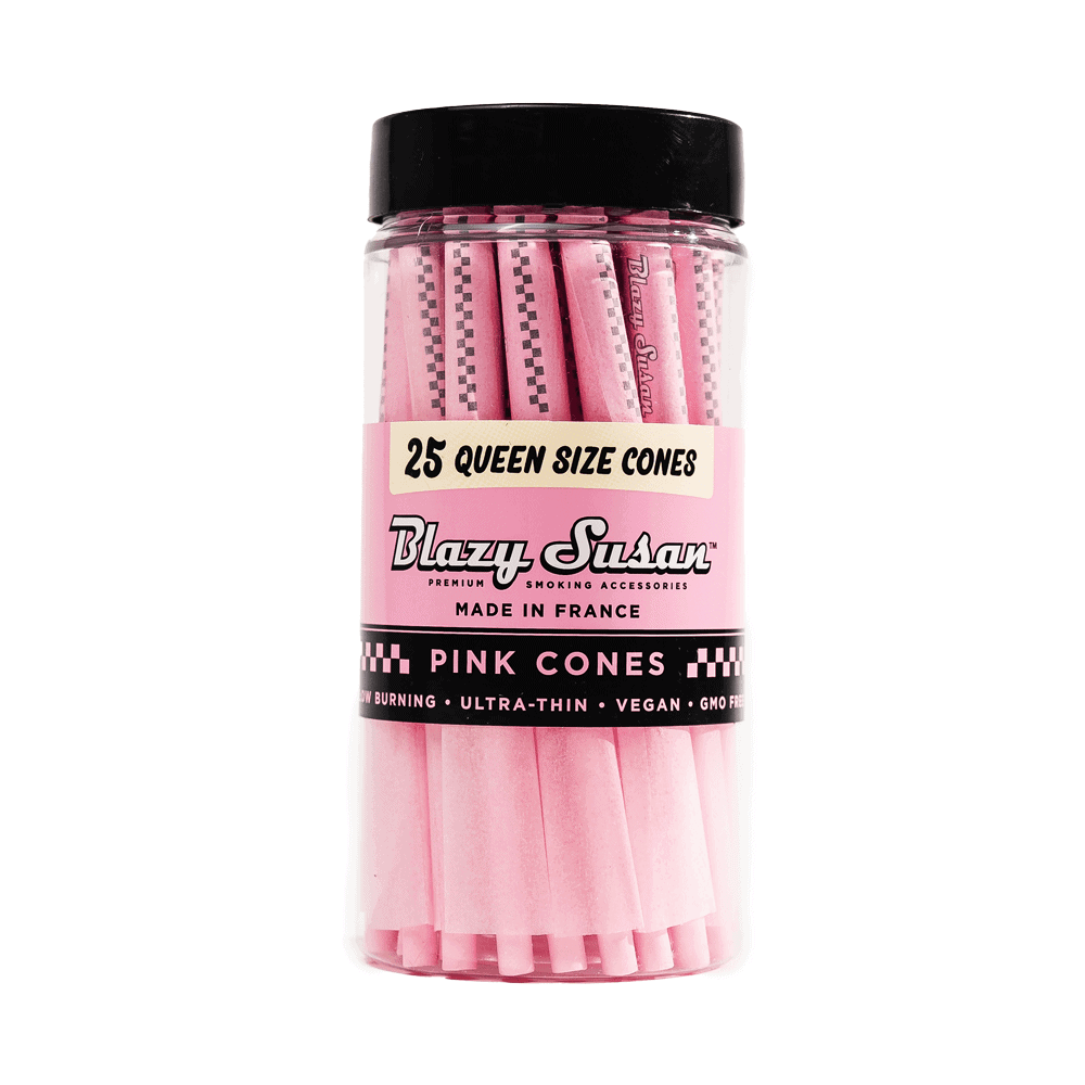 Blazy Susan – Pink Pre Rolled Cones Queen Size 25 Count Jar